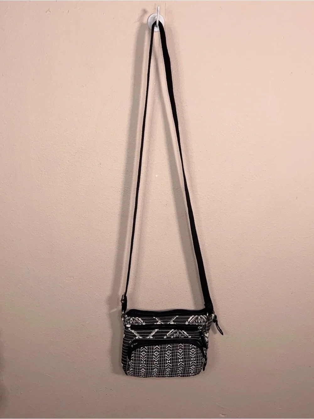 Black White Boho Crossbody Purse Festival Geometric Tribal Bohemian Travel